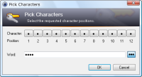 Boîte de dialogue de choix d'un charactère