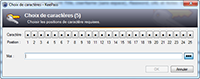 Boîte de dialogue de choix d&apos;un charactère